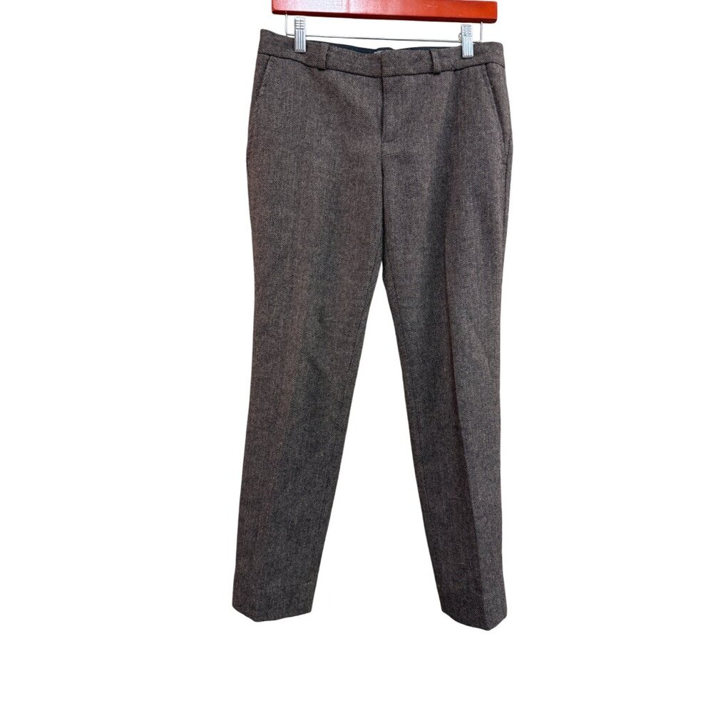 Banana Republic Reegan Brown Wool Blend Herringbone Trousers Size 4P